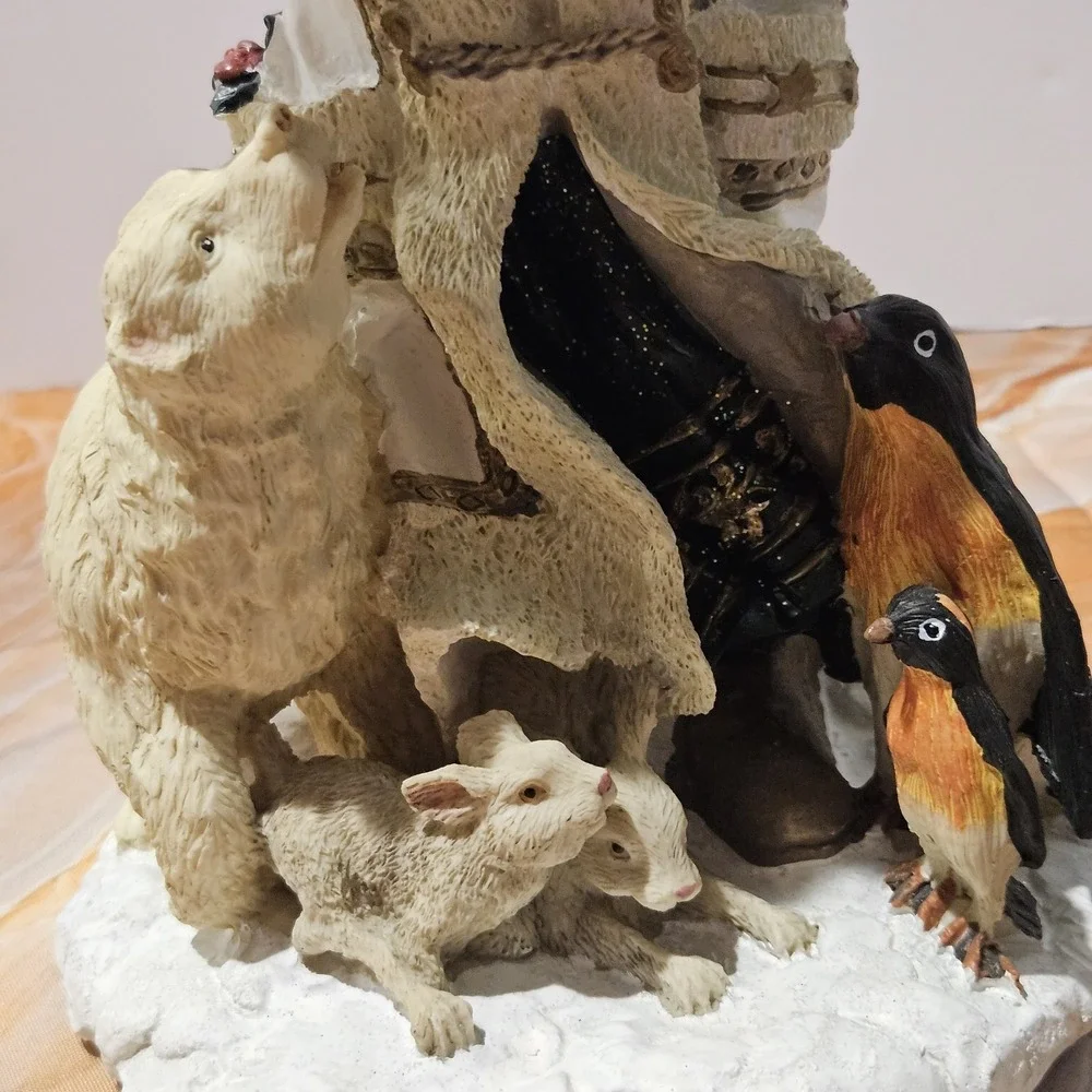 Vintage Kirklands Cedar Creek White Santa With Animals 12